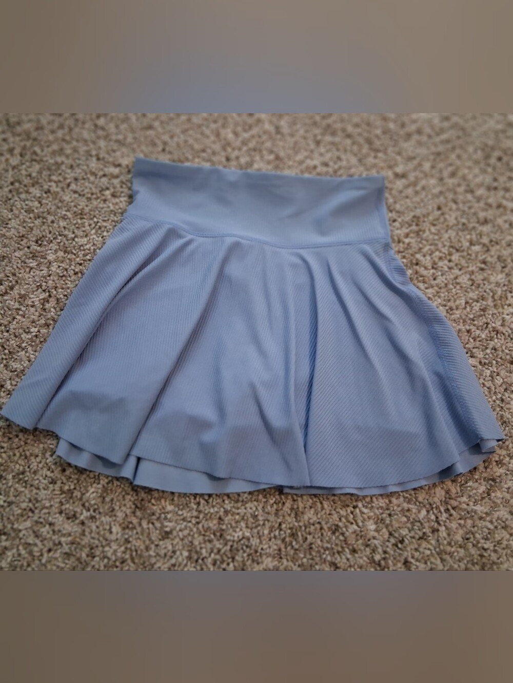 Light Blue Women's Skort - Ribbed Flared Athletic Skirt